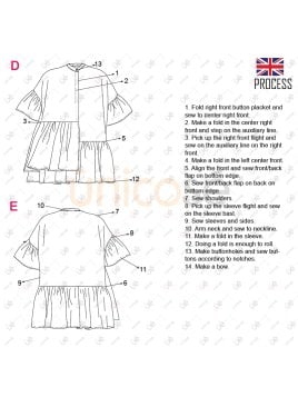 MOLDE VESTIDO CON VUELOS MUJER 2301