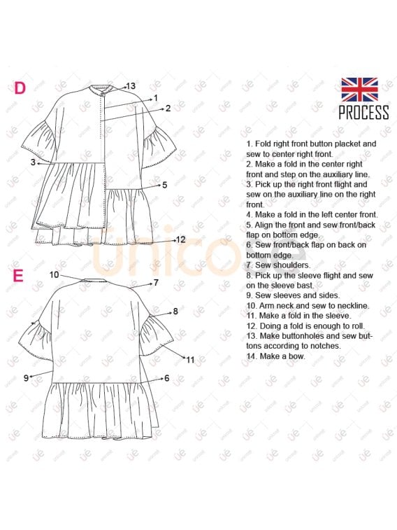 MOLDE VESTIDO CON VUELOS MUJER 2301