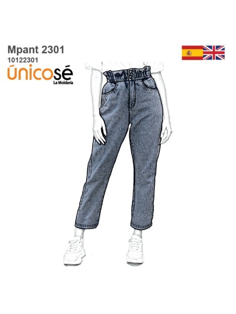 MOLDE PANTALON JEANS MOM MUJER 2301