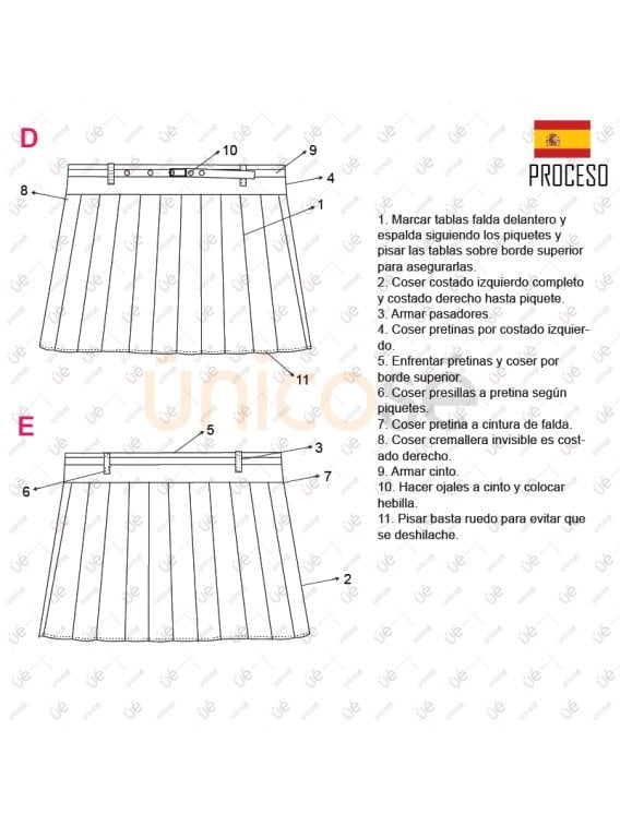 MOLDE FALDA MINI TABLAS MUJER 2217