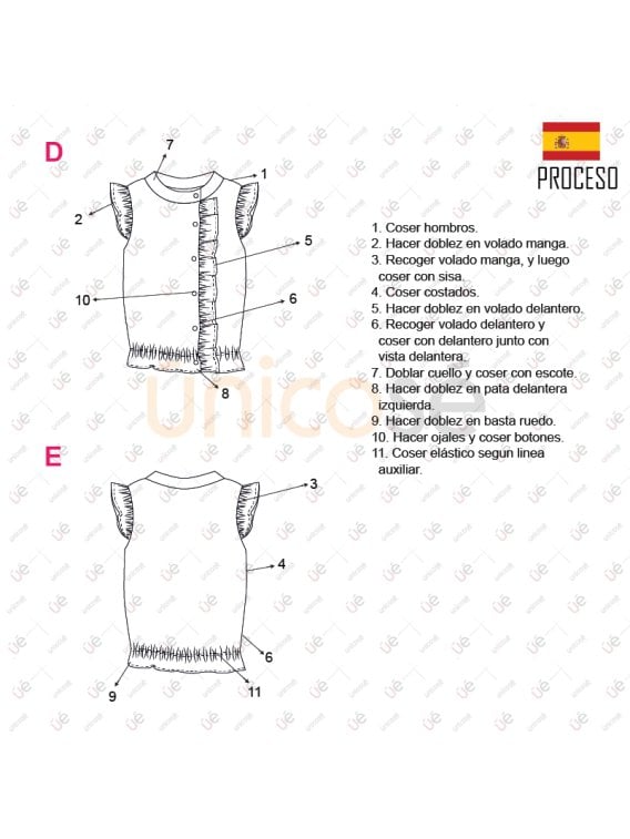 MOLDE BLUSA VOLADOS NIÑA 2301