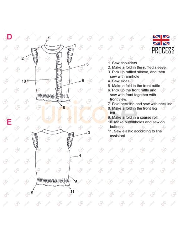 MOLDE BLUSA VOLADOS NIÑA 2301