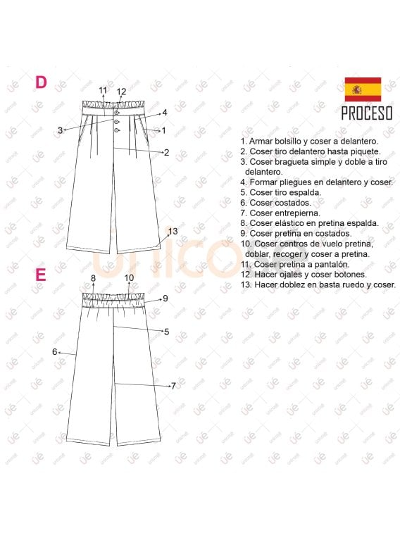 MOLDE PANTALON PALAZZO NIÑA 2302