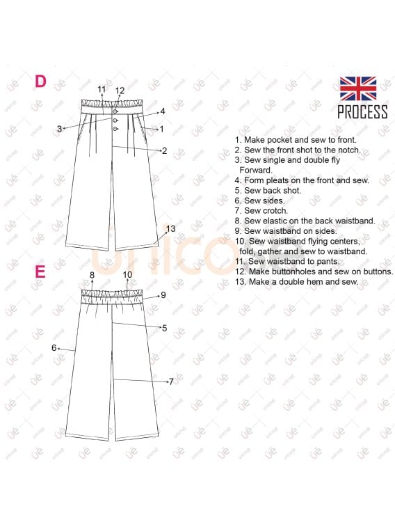 MOLDE PANTALON PALAZZO NIÑA 2302