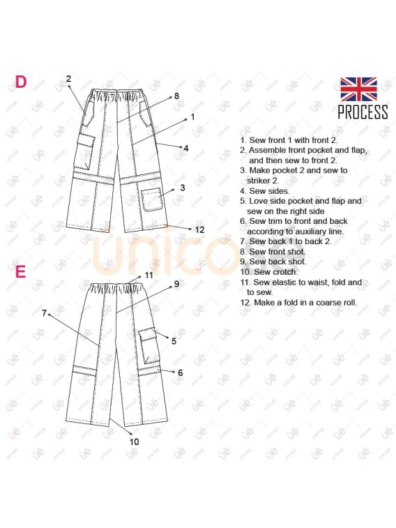 MOLDE PANTALON CARGO NIÑA 2301
