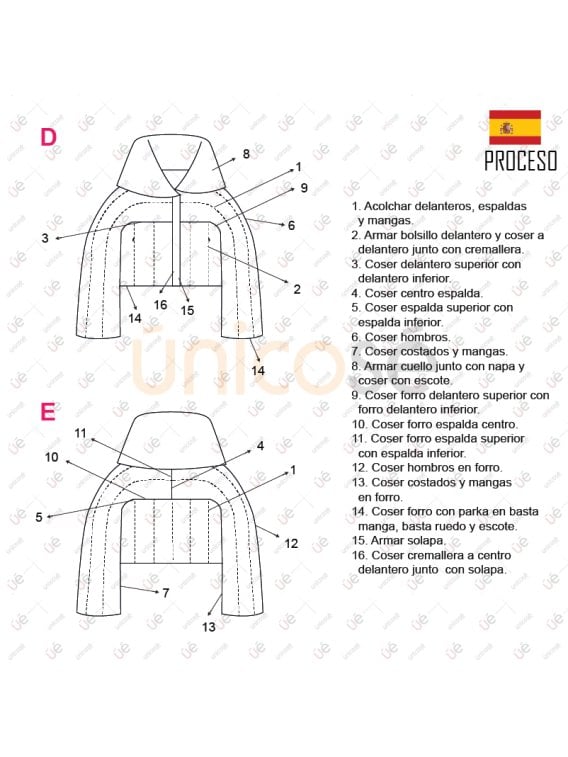 MOLDE PARKA CORTA MUJER 2301