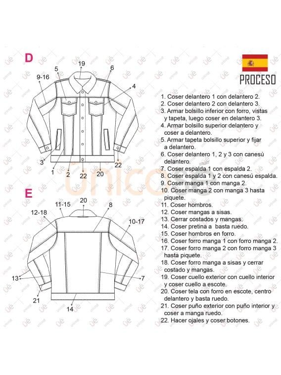 MOLDE CHAQUETA JEANS HOMBRE 2305