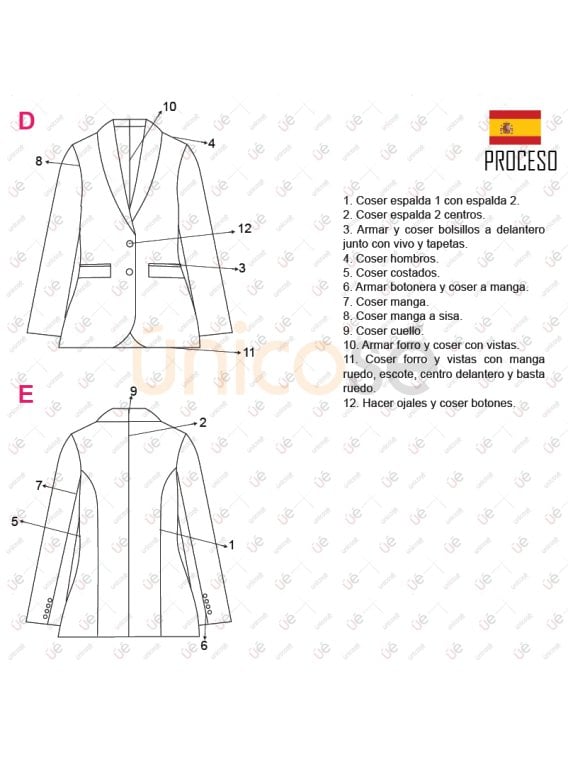 MOLDE CHAQUETA BLAZER MUJER 2303