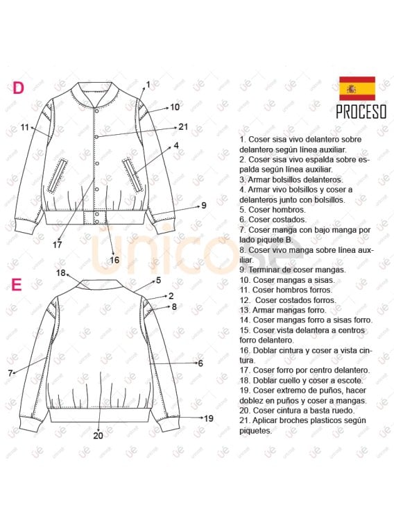 MOLDE CHAQUETA BOMBER HOMBRE 2301