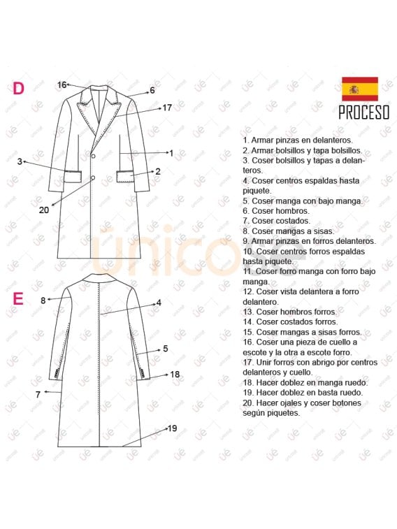 MOLDE ABRIGO SASTRERO HOMBRE 2302