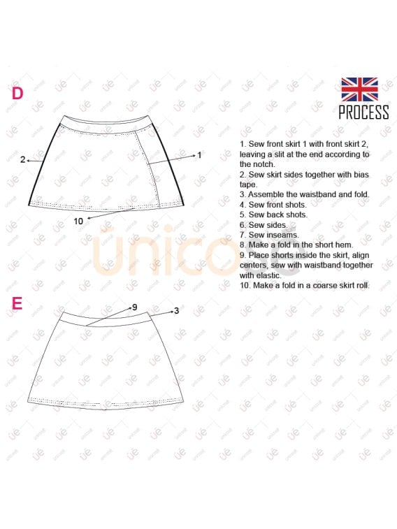 MOLDE ESCOLAR FALDA SHORT 2302