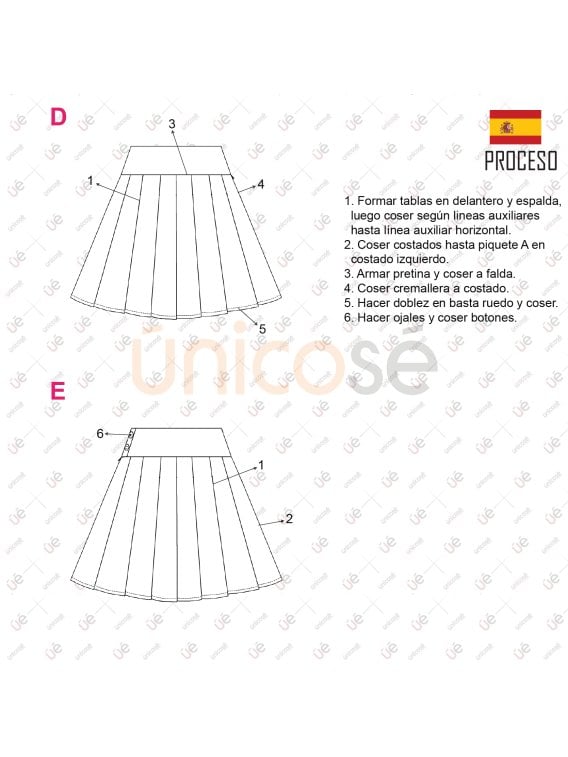 MOLDE FALDA TABLAS MUJER 2302