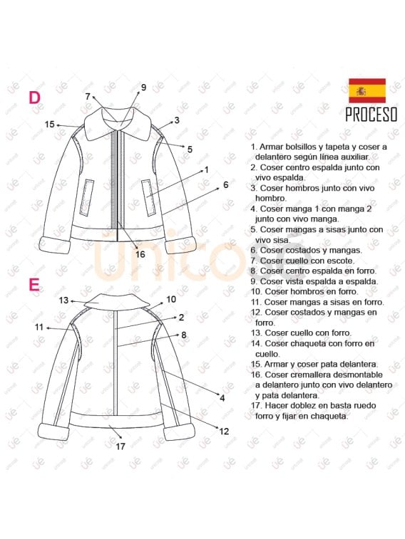 MOLDE CHAQUETA AVIADOR NIÑA 2301