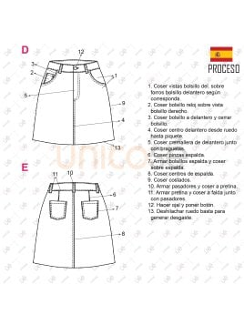 MOLDE FALDA JEAN A MUJER 2303