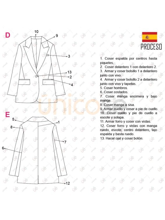 MOLDE CHAQUETA BLAZER OVERSIZE MUJER 2306