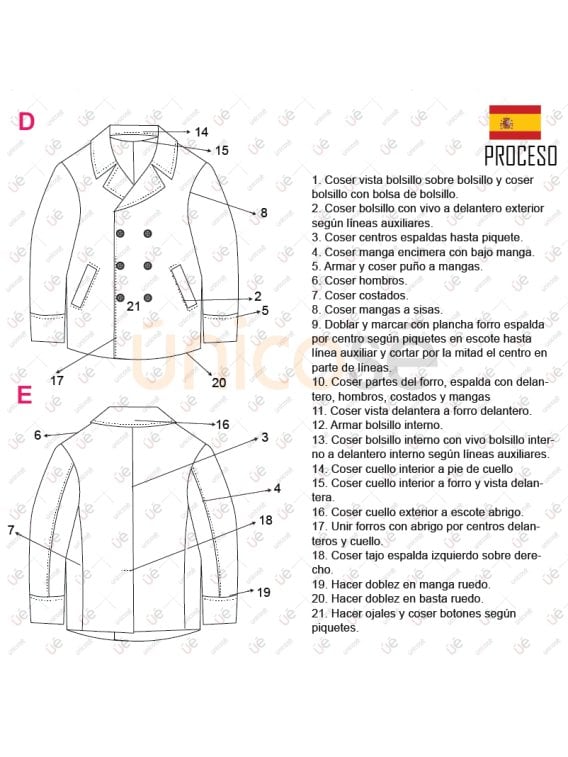 MOLDE ABRIGO CRUZADO HOMBRE 2305