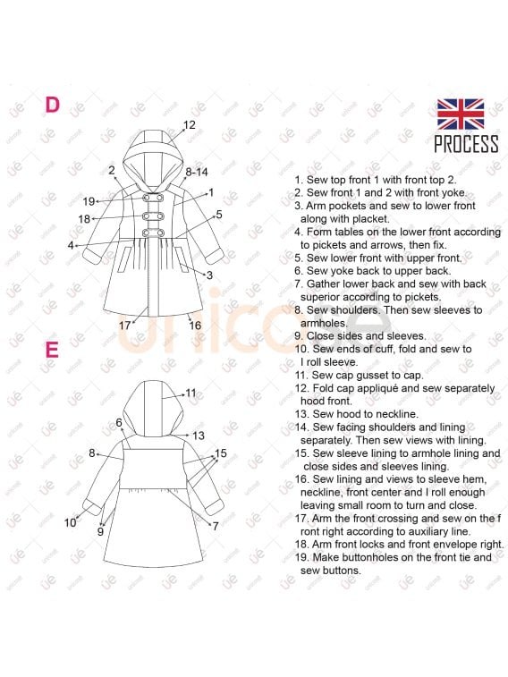 MOLDE CHAQUETA ABRIGO NIÑA 1205