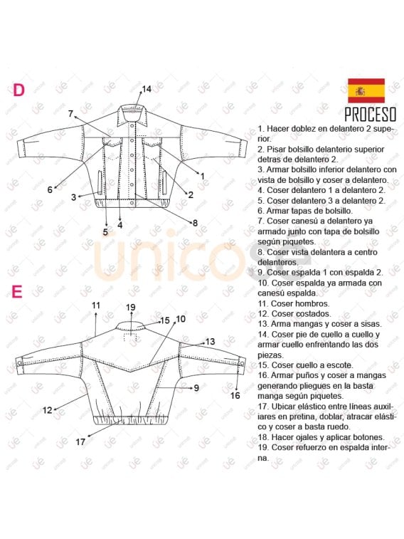 MOLDE CHAQUETA JEAN OVERSIZE HOMBRE 2308