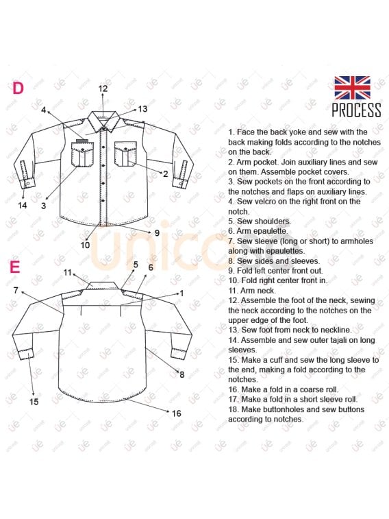 MOLDE TRABAJO CAMISA CARGO RT 2329