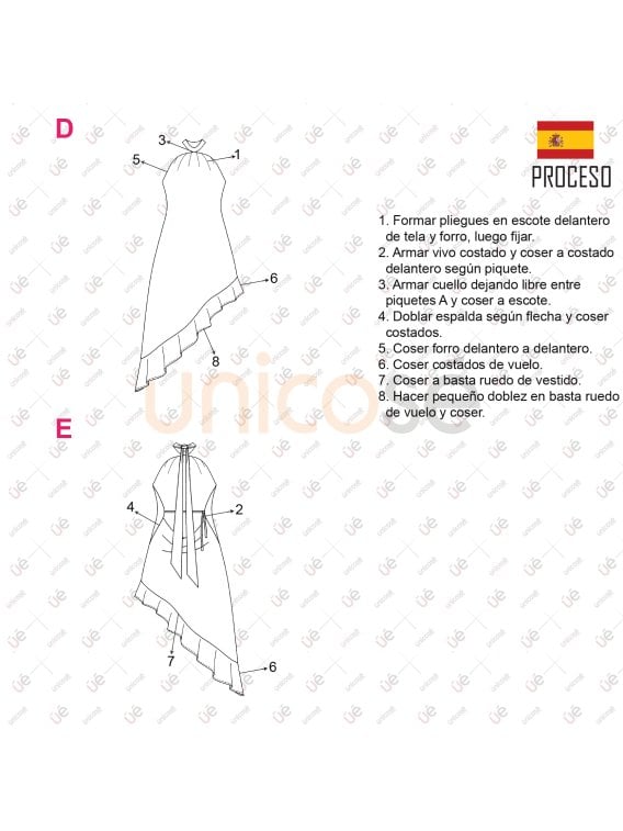 MOLDE VESTIDO ASIMETRICO MUJER 2305