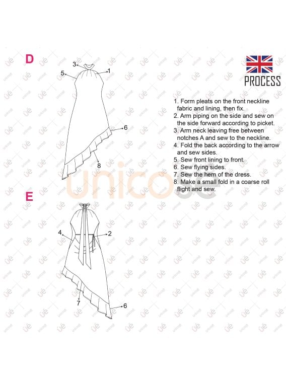 MOLDE VESTIDO ASIMETRICO MUJER 2305