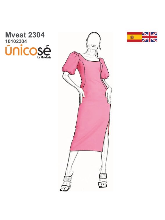 MOLDE VESTIDO ASIMETRICO MUJER 2304