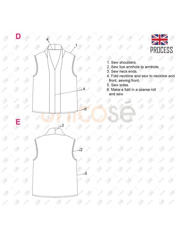 Molde blusa sin mangas mujer 2302 PDF, AI, DXF e impreso