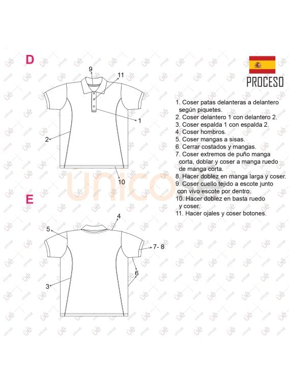 MOLDE POLERA CORTES UNISEX RT 2337