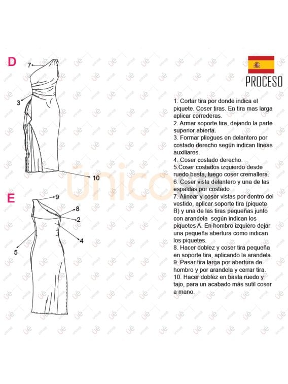 MOLDE VESTIDO ASIMETRICO MUJER 2310