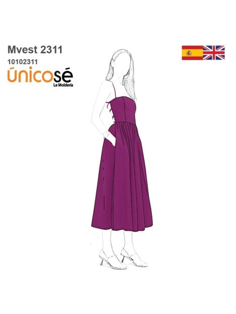 MOLDE VESTIDO EVASE MUJER 2311