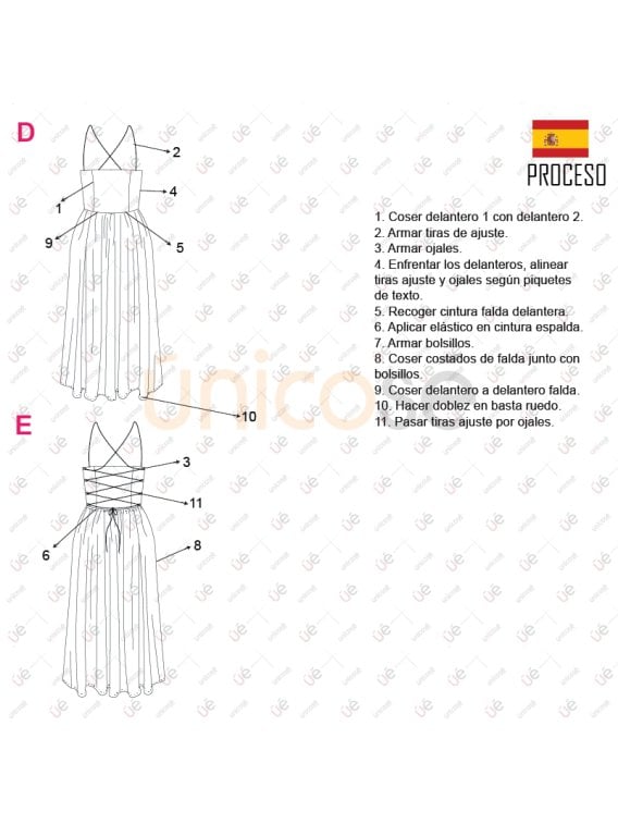 MOLDE VESTIDO EVASE MUJER 2311