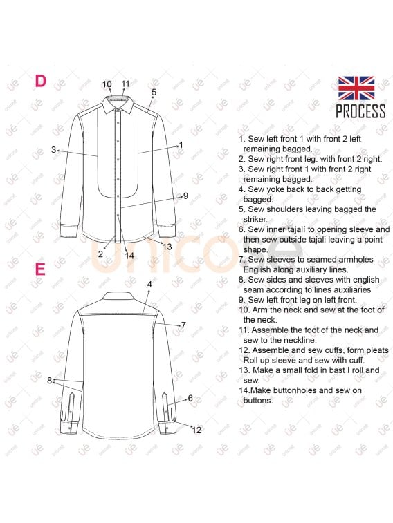 MOLDE CAMISA CON PECHERA HOMBRE 2302