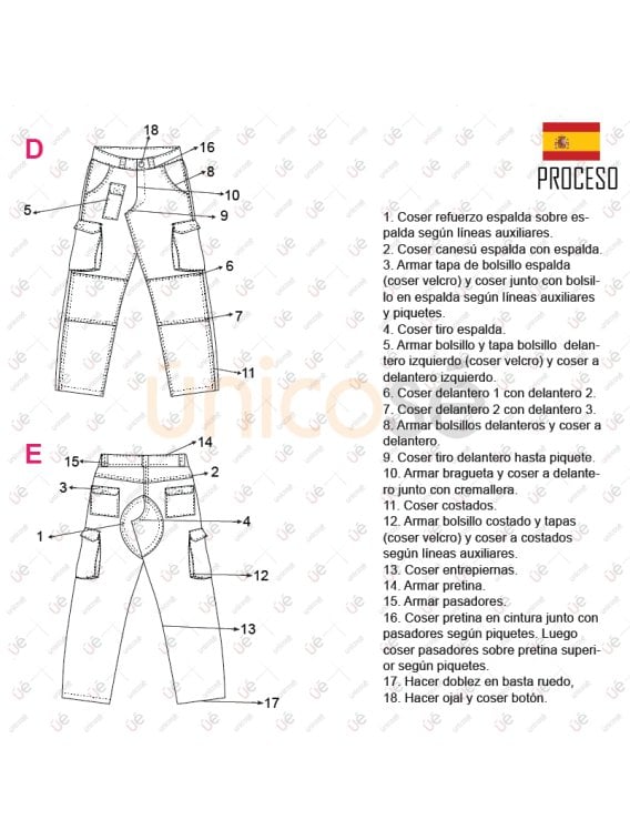 MOLDE PANTALON CARGO HOMBRE 2305