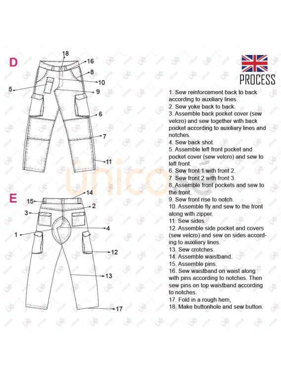 MOLDE PANTALON CARGO HOMBRE 2305