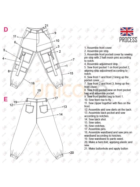 MOLDE PANTALON CARGO MUJER 2312
