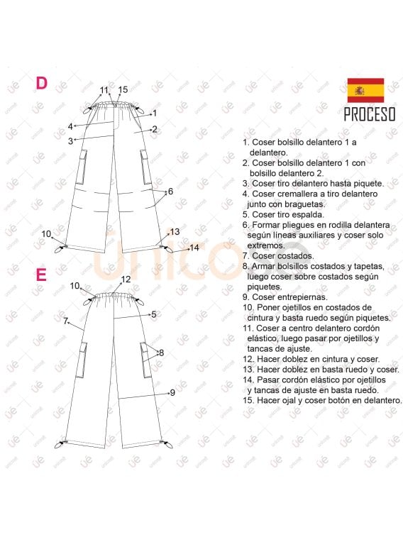 MOLDE PANTALON CARGO MUJER 2313
