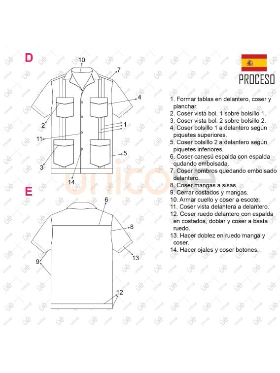 MOLDE CAMISA GUAYABERA HOMBRE 2306