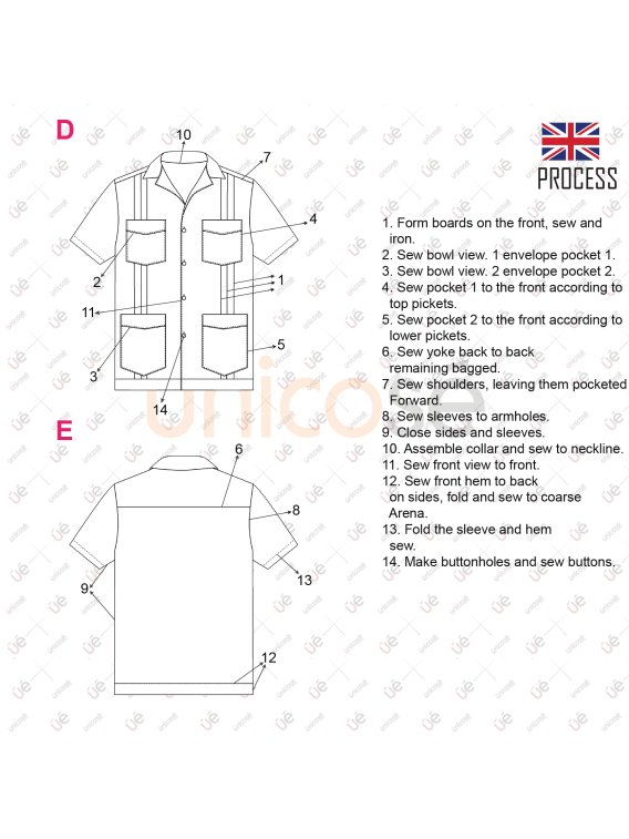 MOLDE CAMISA GUAYABERA HOMBRE 2306