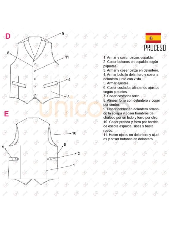 MOLDE CHALECO CON SOLAPA HOMBRE RT 2346