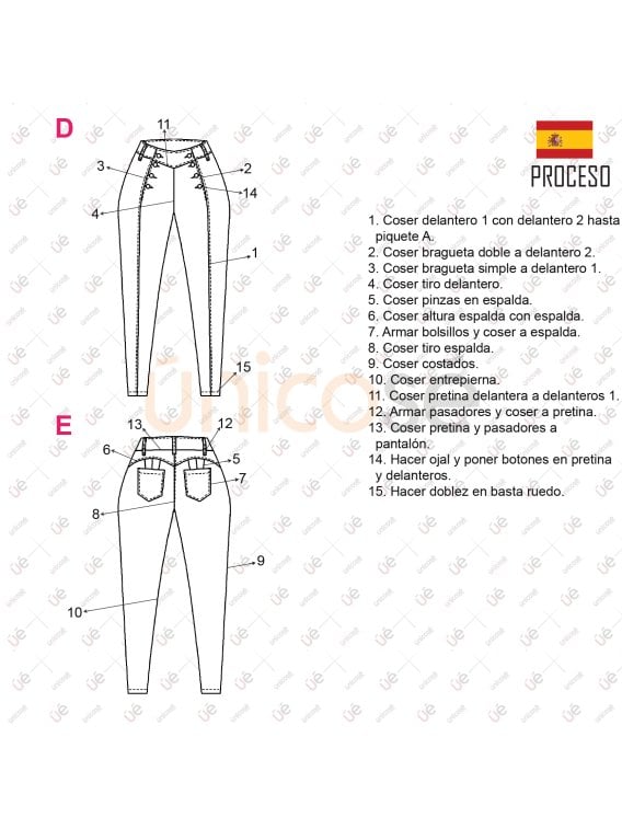 MOLDE PANTALON JEAN MUJER 2315
