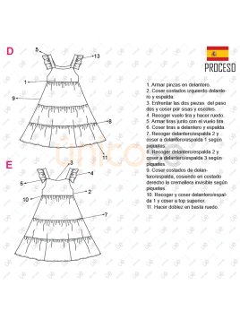 MOLDE VESTIDO VUELOS MUJER 2322