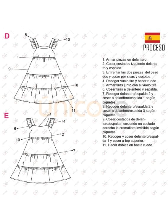 MOLDE VESTIDO VUELOS MUJER 2322