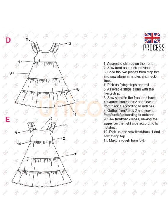 MOLDE VESTIDO VUELOS MUJER 2322