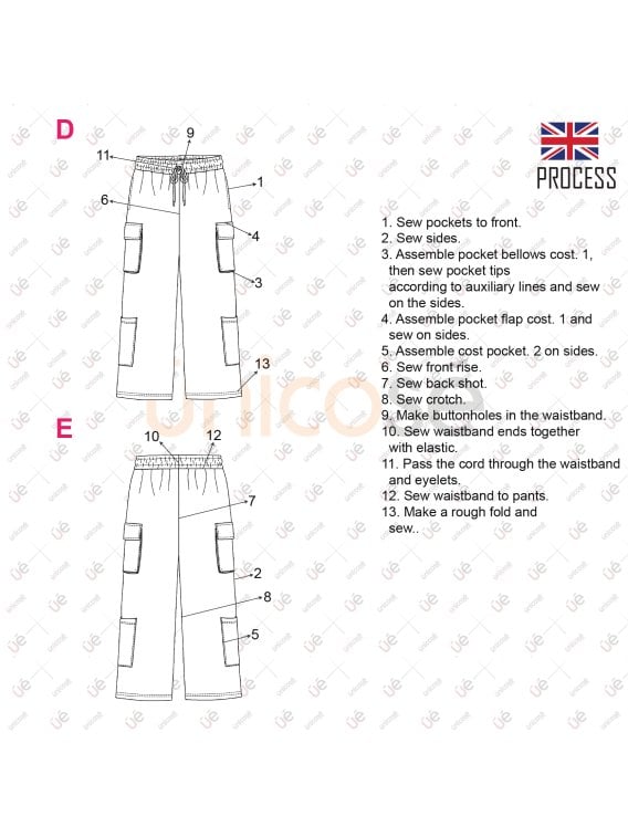 MOLDE PANTALON CARGO MUJER 2316