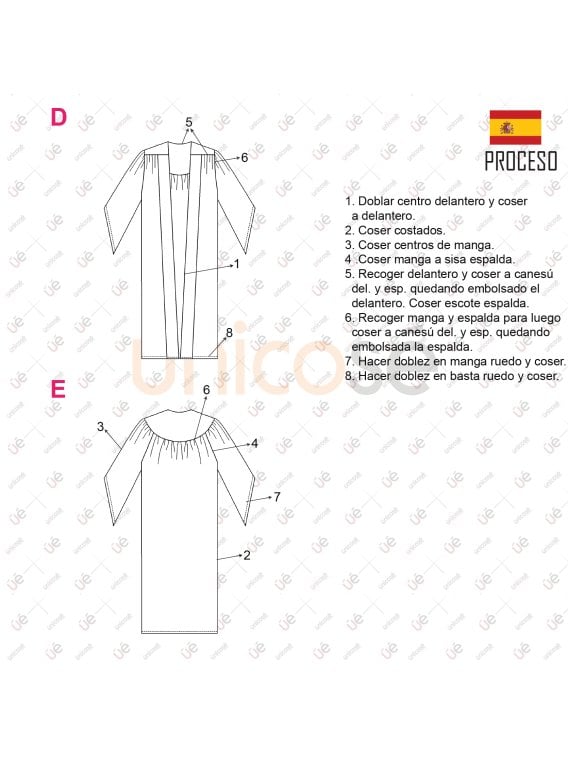 MOLDE TUNICA DE GRADUACION MUJER RT 2411