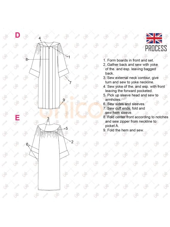 MOLDE TUNICA DE GRADUACION MUJER 2412