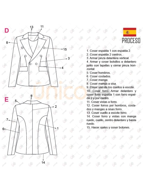 MOLDE CHAQUETA BLAZER MUJER 2403