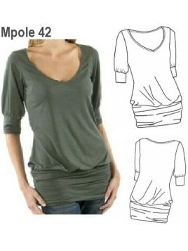 POLERA PRETINA ANCHA MUJER, MANGA 3/4 Y