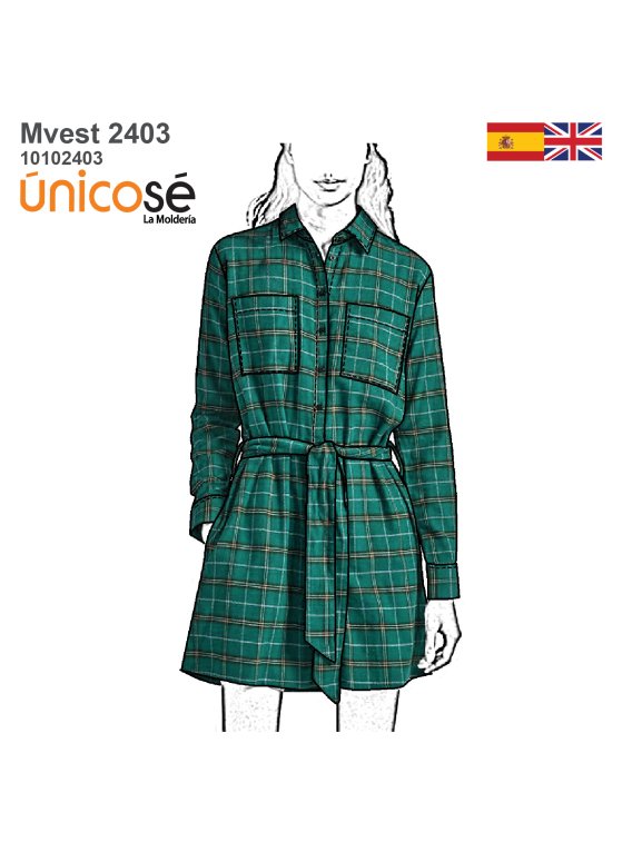 MOLDE VESTIDO CAMISERO MUJER 2403