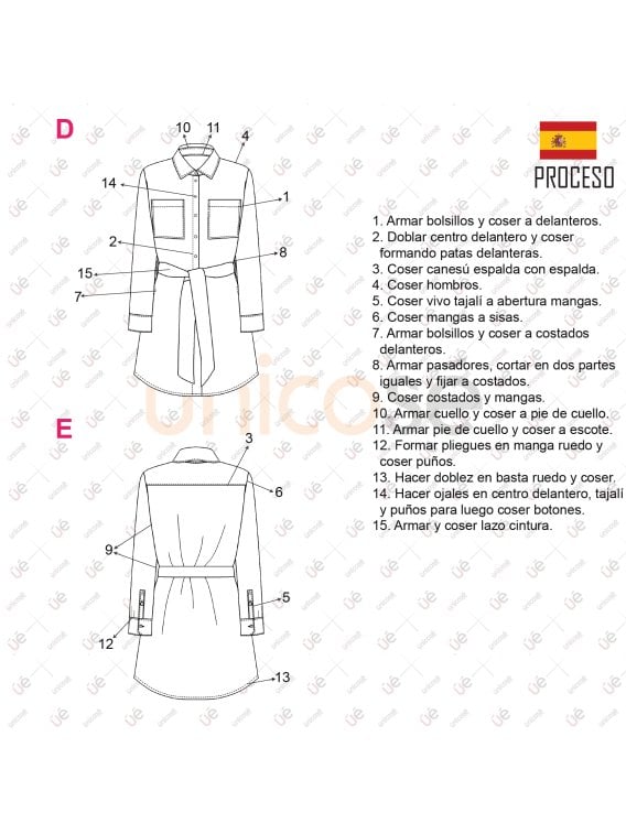 MOLDE VESTIDO CAMISERO MUJER 2403